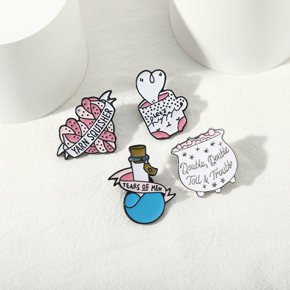 مضحك الغزل السكويش القلب المينا دبابيس دموع الرجال الكنز السلطانية شارة دموع الرجال تصميم قارورة على شكل دبابيس #3