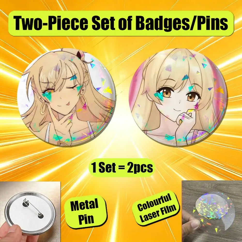 Pin Insignia 2 Pcs Set Round Button Emblem Laser Film Clothes 32mm Custom For Nicole Emily Jecka Class of 09 Badge