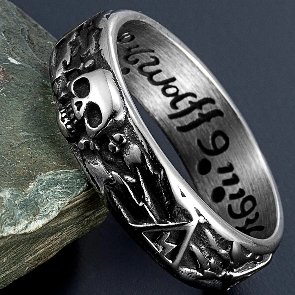 Vintage Gothic Skull Rings for Men Boy Stainless Steel Punk Skeleton Finger Ring Hip Hop Style Unique Jewelry Gifts Wholesale