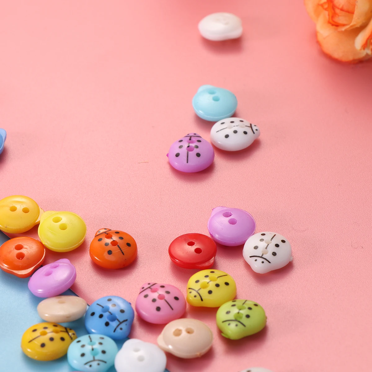 

100pc Ladybug Resin Child Small Colorful Buttons Sewing Craft Decorative EcoFriendly NonToxic Clothing Rivets