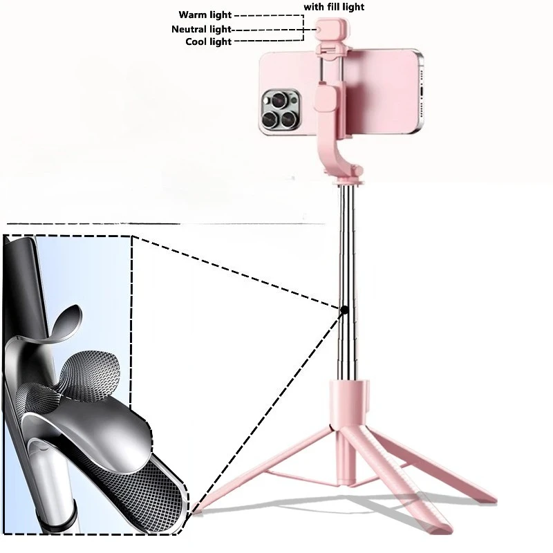 حامل ثلاثي القوائم من الألومنيوم تلسكوبي مع ضوء ملء وجهاز تحكم عن بعد متوافق مع البلوتوث #3