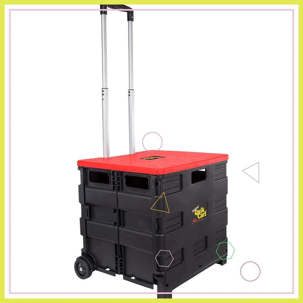 Opvouwbare rolkrat met wielen, capaciteit van 80 lbs, robuust kunststof, rood - opvouwbaar voor eenvoudige opslag