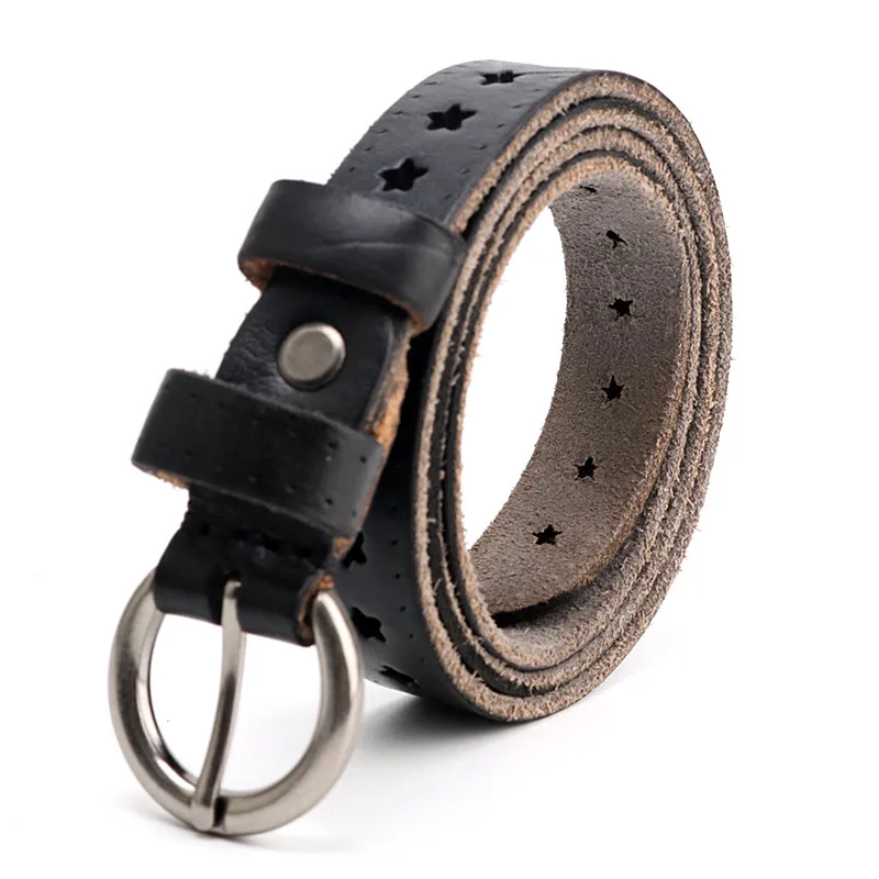 حزام جينز نسائي من جلد البقر بطبقة علوية، حزام بنطلون نسائي عصري بسيط ومتعدد الاستخدامات