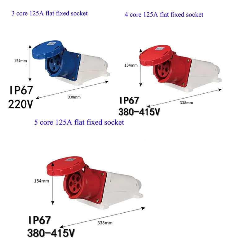 

125A waterproof IP67 Industrial Plug Socket 3P/4P/5Pin Electrical Connector Power Connection Industrial Plug 220V 380V 415V