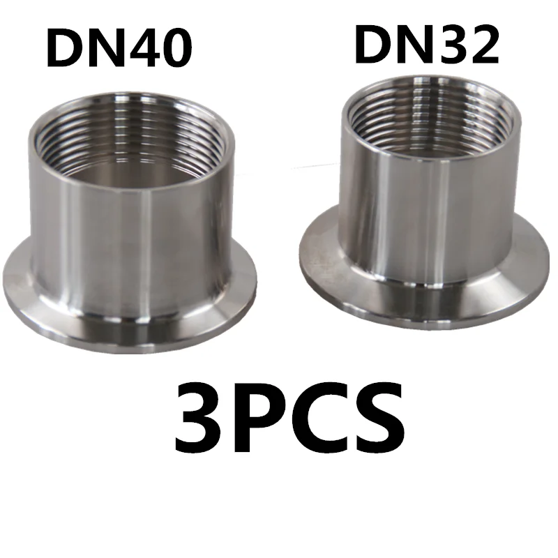 DN32 DN40 3PCS 5PCS Adapters for heater Sanitary Stainless Steel SS304 Female Threaded Ferrule Pipe Fittings Tri-Clamp