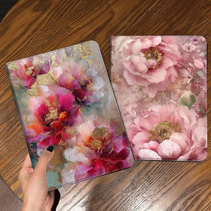 

Красочный золотой чехол для планшета с цветочным рисунком для Apple iPad Air Pro mini 1 2 3 4 5 6 7 8 9 11 M2 M3 M5 M4 5th 6th 7th 10th 11th