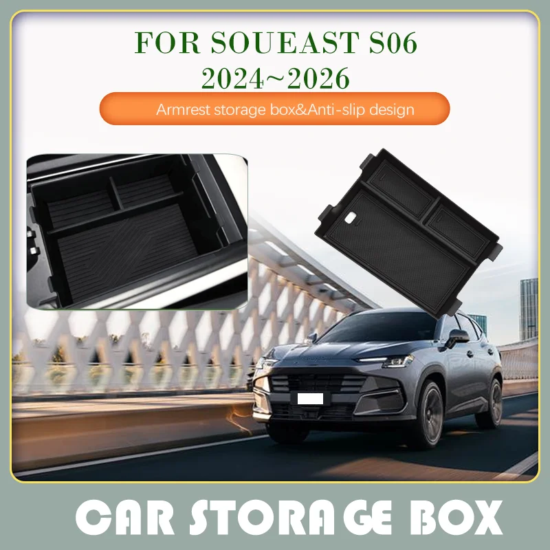 

Car Storage Box For Soueast S06 New Jetour Dashing X-2 2024 2025 2026 2027 Black Pad Armrest Center Console Box Auto Accessories