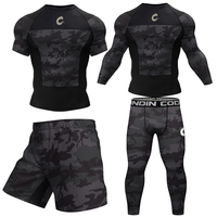 Black No Gi BJJ Jiu Jitsu T-shirt +MMA Shorts Sets Boxing Rashguard for Men Jiu Jitsu Compression Workout Wear Sport Jerseys