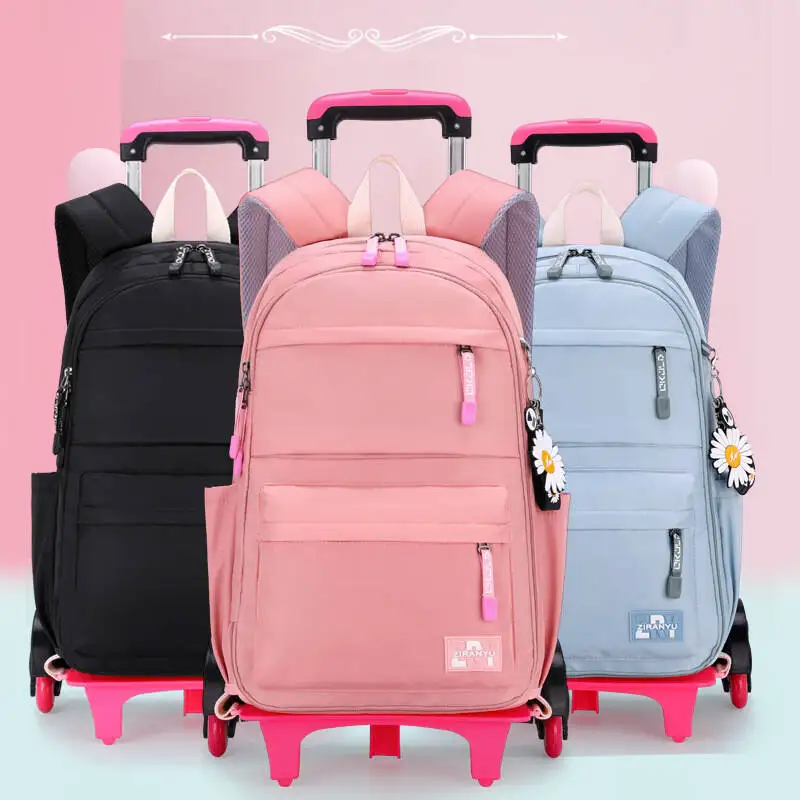 16 Inch School Wheeled Bags Rolling Backpack for Girls Travel Trolley Backpack Girl's Waterproof School Trolley Bags with Wheels