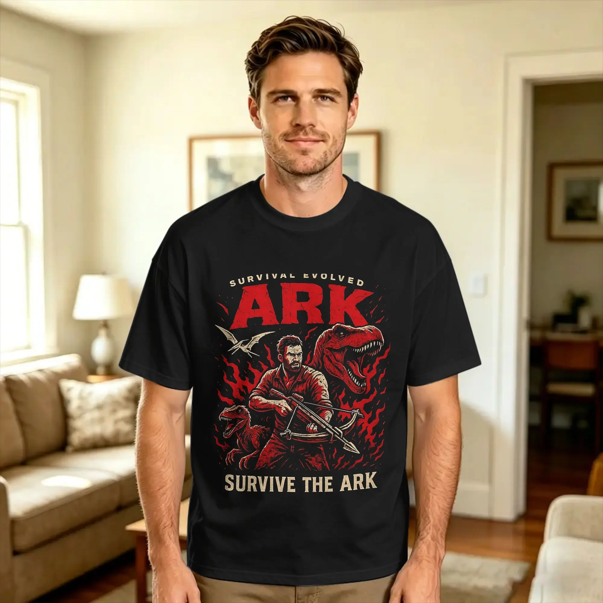 T-shirt surdimensionné ARK Survival Evolved Primal Instinct, T-shirts en pur coton, à la mode pour hommes, été Y2K, t-shirts décontractés rétro