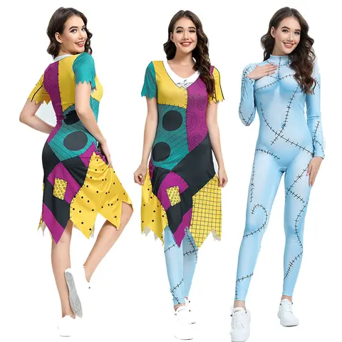 [Tu es mon secret] Cosplay Anime cauchemar Sally Costumes noël carnaval fantaisie fête correspondant habiller ensemble body femme