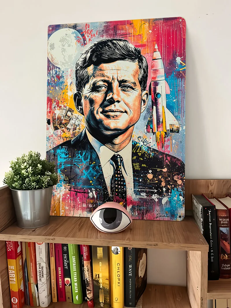 JFK سباق الفضاء اللوحة المعدنية المشارك غرفة نوم الديكور غرفة المعيشة مخصص معدن القصدير علامات للجدار الفن الديكور الرجعية ديكور