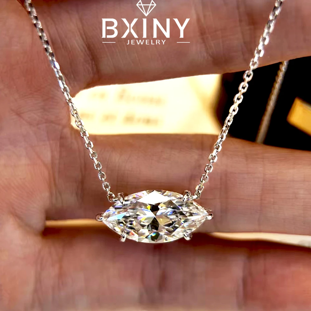 

Ожерелье BXINY с муассанитом 5 карат огранки «Маркиз», серебро S925, кулон-солитер «Восток-Запад» с бриллиантом для женщин, изысканные ювелирные украшения, подарки на свадьбу