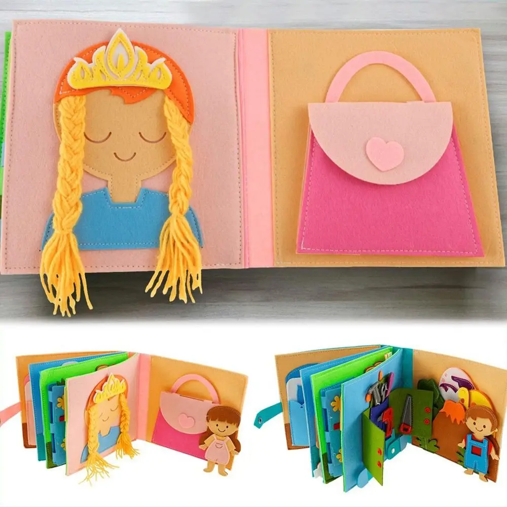 

Felt Montessori Busy Book Life Skills DIY Learning Cognitive Games Preschool Educational Activity Board for Toddlers
