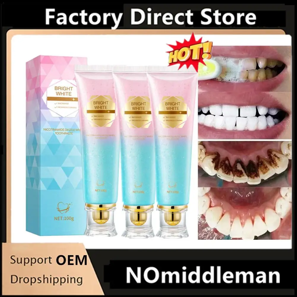 

1-3Pcs Niacinamide Whitening Toothpaste Helping To Oral Care Bad Breaths Stains Removing Reduces Plaque Toothpaste For Women Men