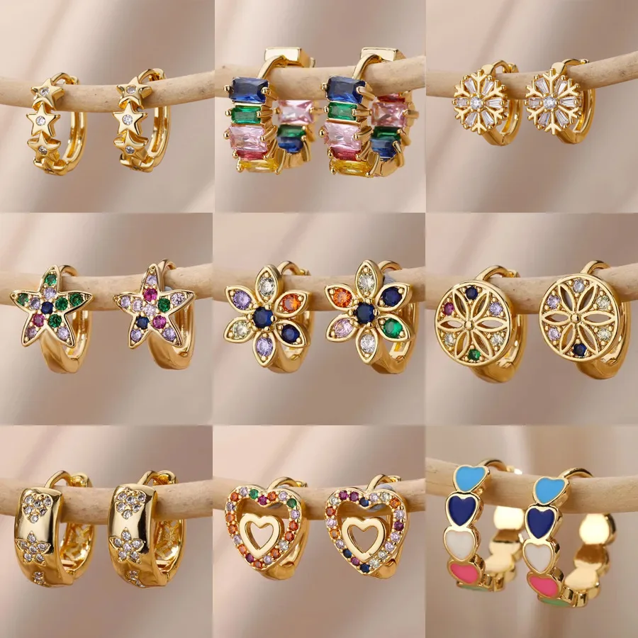 Tęczowy kolczyk z cyrkonią dla kobiet Kolczyk kółko ze stali nierdzewnej 2024 Nowy trend Luksusowe estetyczne Accesorios Biżuteria aretes mujer