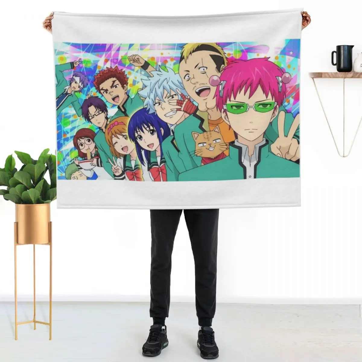 

Saiki K Japanese Anime Throw Blanket Cozy Throw Blanket for Bed Sofa Chair