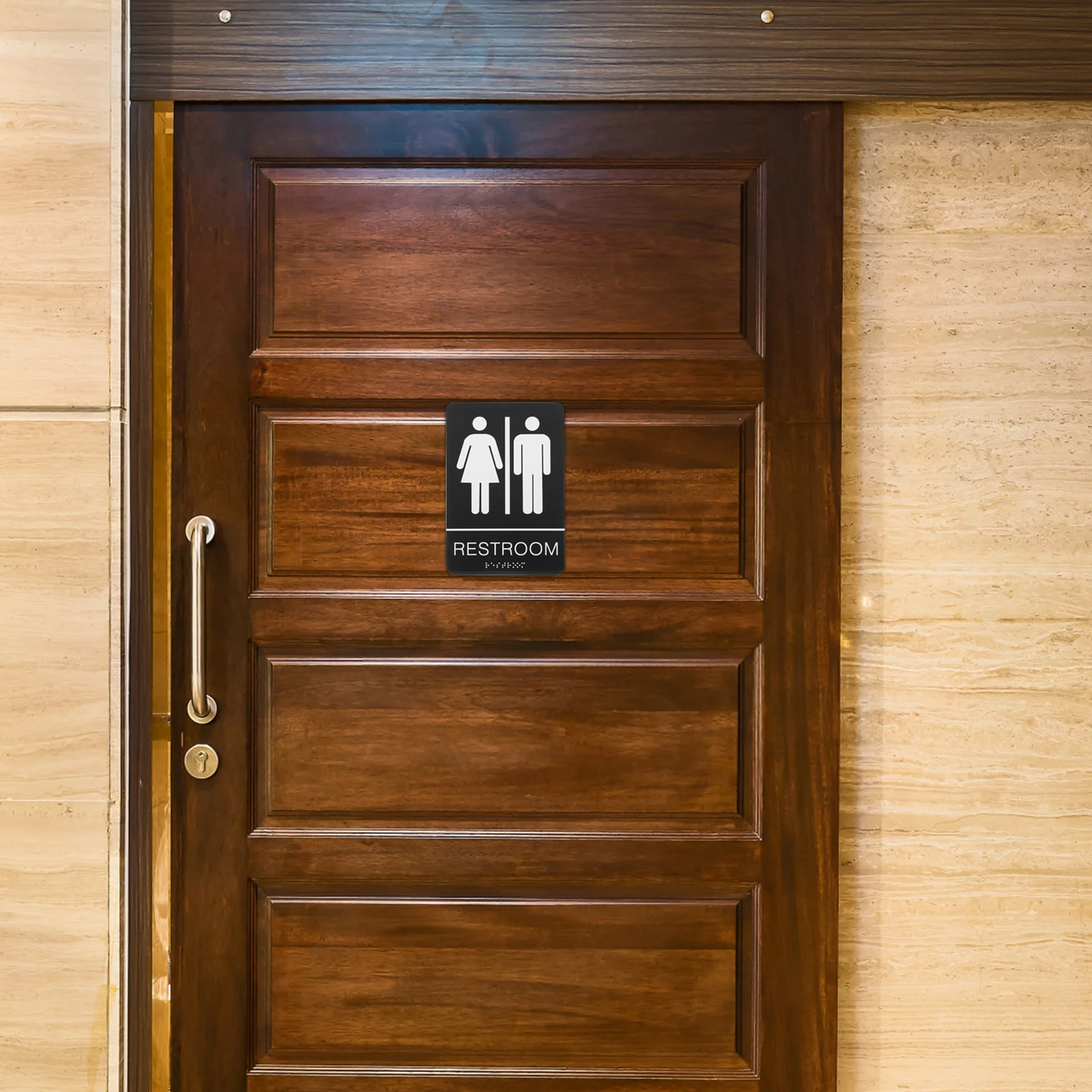 

Restroom Signs for Door 10x15cm Acrylic Bathroom Door Symbol Unisex Business Signage Men Women Braille Self Adhesive Easy