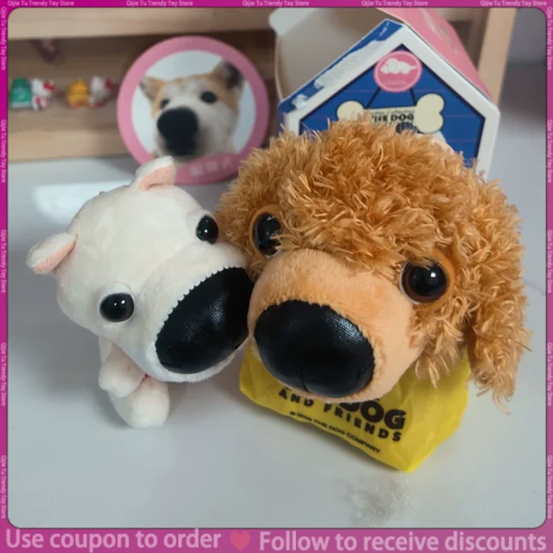 Genuino HUGKIS THE DOG Perro Cabezón y Bolsa de Compras, Colgante de Peluche, Caja Sorpresa, Lindo Llavero, Amuleto para Bolsa, Regalo Sorpresa para las Fiestas