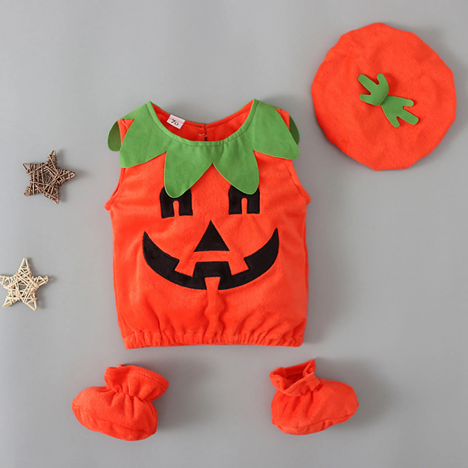 Baby Costume Kids Pumpkin Romper With Hat Boys Girls Cosplay One-Piece Infant Summer Casual Onesie Halloween Jumpsuit 0-3 Years