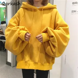 Harajuku Hoodies Women Solid Casual Students Autumn Winter Simple All-match Fashion Baggy Daily Teens BF Long Sleeve Clothing