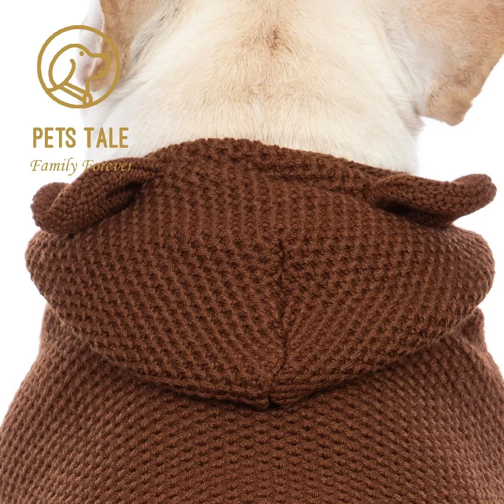 Plain Color Pet Sweater Hoodie With Pocket For Autumn And Winter Dog Warm Clothes