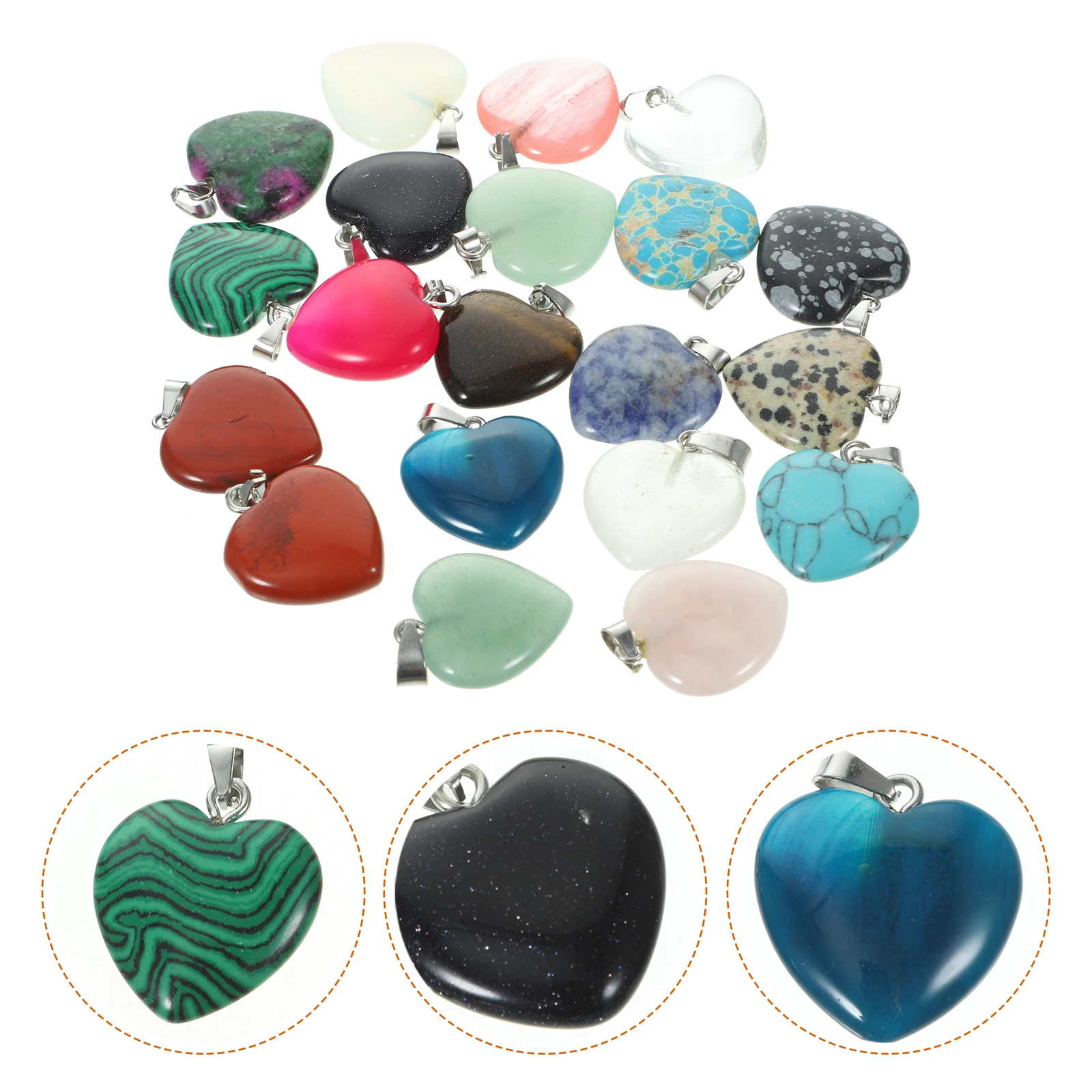 

20 Pcs Crystal Heart Pendant Polished Bracelet Accessories Perfect for Decorative Scenes Charm Natural Necklace Jewelry Making