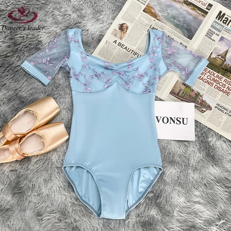 Ballet Costume Leotard for Mesh Stitching Hand Embroidery Embroidery Gymnastics Leotard Performance Adult Aerial Yoga Costume