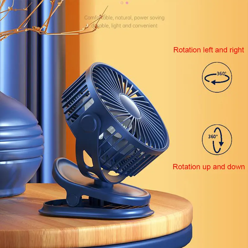Ventole a Clip da 5000mAh ventola di raffreddamento ricaricabile USB ventola da appendere Mini ventola da tavolo ventola regolabile con rotazione di 360 gradi ventole a 4 velocità per la casa