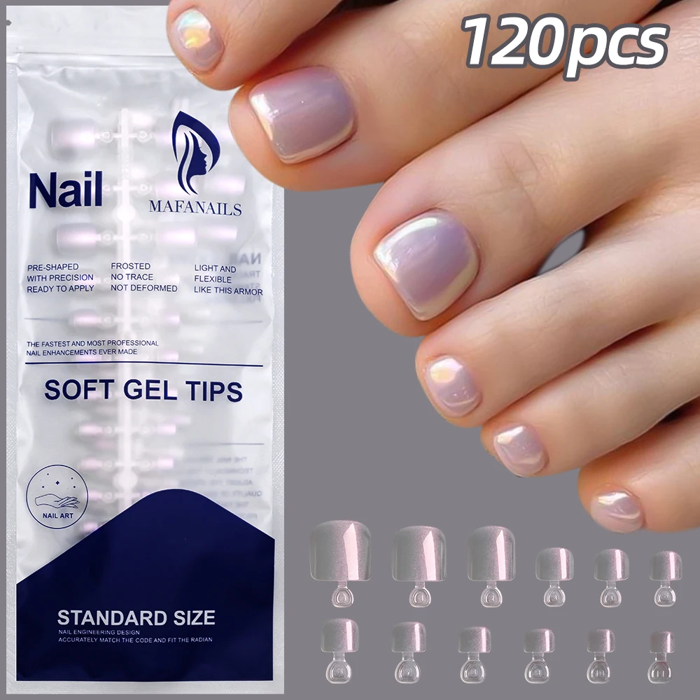 120 Stück einfache, glänzende, kurze, quadratische, künstliche Zehennägel, perlmuttartig, glitzernd, verchromt, falsche Zehennägel, Braut, Hochzeit, zum Aufdrücken der Zehennägel