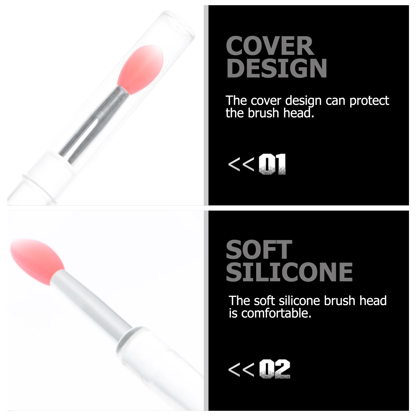 6-delige anti-stof siliconen lipborstelset voor gladde lippenstifttoepassing oogschaduw glans balsem make-uptool