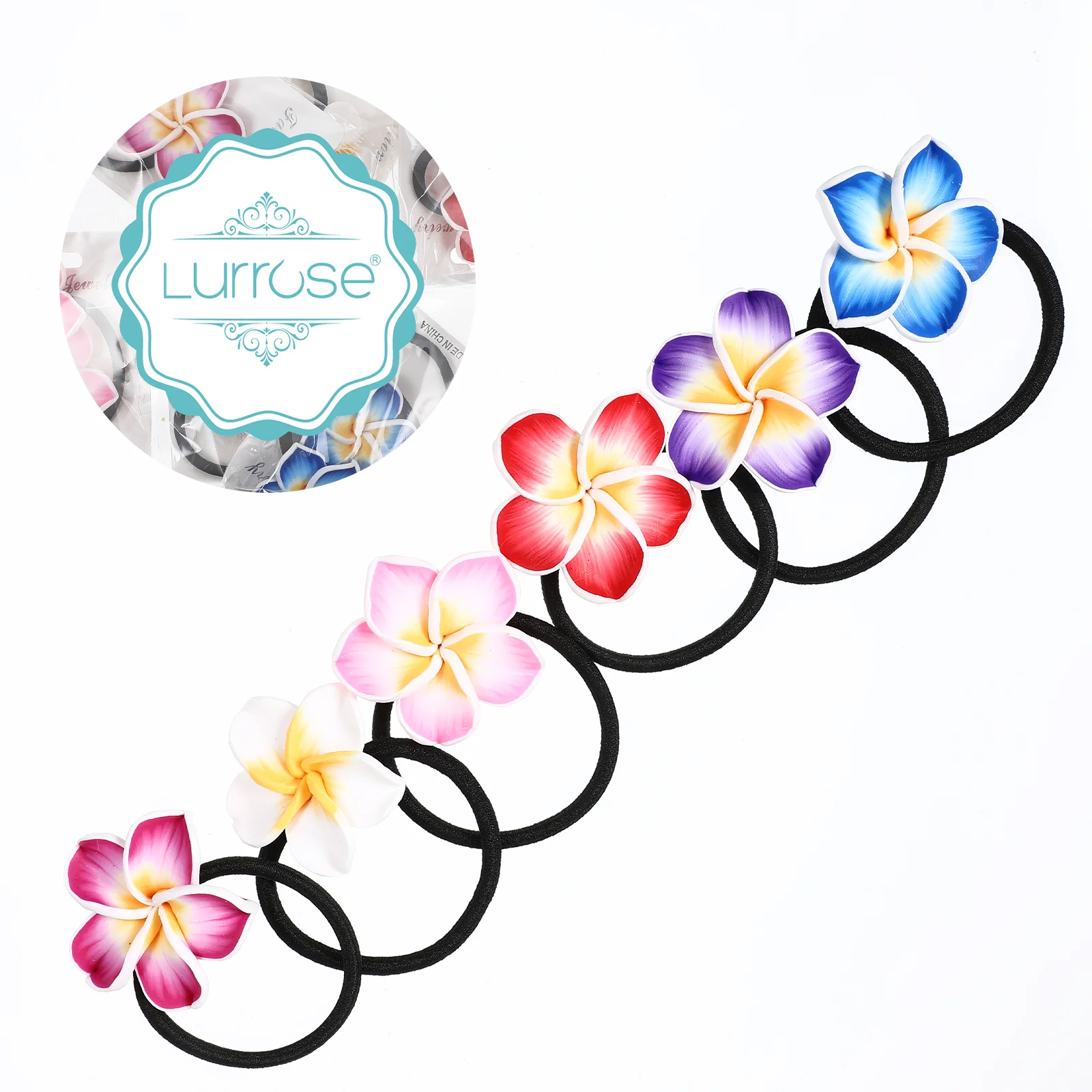 Hair Bands Plumeria Decoration Hawaiian Flower Hairband Ties Accessories Rope for Girls Elastic