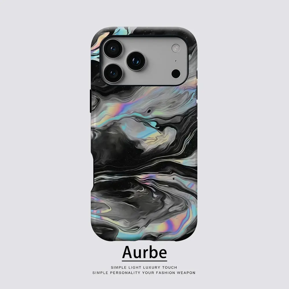 Aurbe Matte 2-in-1 Film Magsafe Hülle für iPhone 17 16 15 14 Plus 17 Pro Max Stoßfeste Hartschale Schwarze Flüssighülle