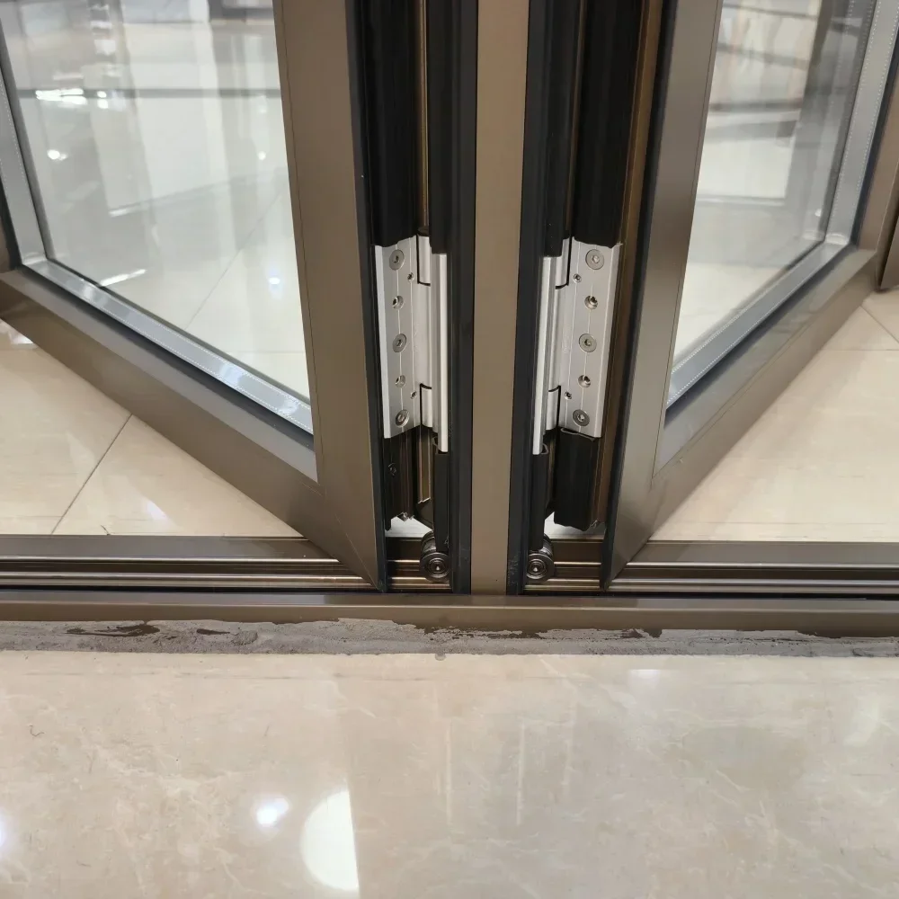 Puerta de acordeón para exteriores, cerradura múltiple, balcón, Patio, puerta corredera plegable, marco de aluminio de alta seguridad, puertas plegables