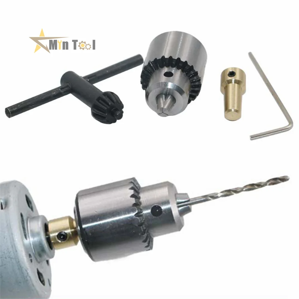 Micro Motor Drill Chuck Clamping Range 0.3-4mm Taper Drill Chuck With Chuck Key 3.17mm Brass Electric Motor Shaft Tool Hand Tool