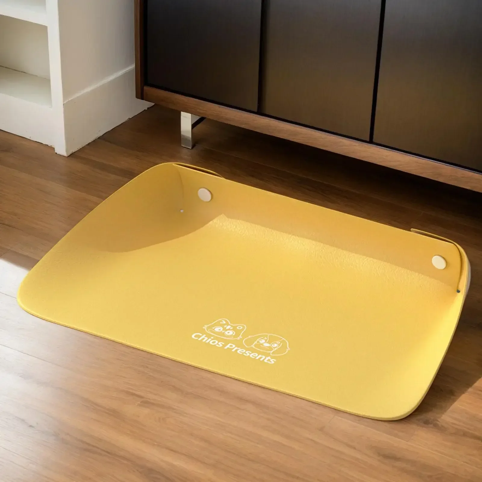 New PU Leather Pet Feeding Mat Waterproof Anti Slip Cat Food Mat Easy Clean Semi Enclosed Leather Pet Mat Pet Supplies