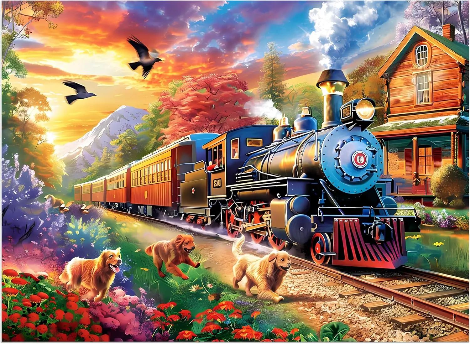 150/300/500/1000 Pieces Puzzles for Adult Train Jigsaw Puzzles DIY Challenging Game Decompression Toy Educational Gift