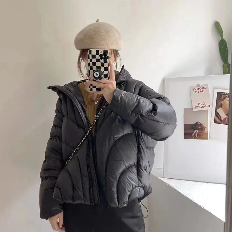 Schinteon Vrouwen Koreaanse Stijl 90% Witte Eend Donsjack Met Kap 2024 Herfst Winter Warm Luxuriou Uitloper Losse Casual Jas Nieuwe