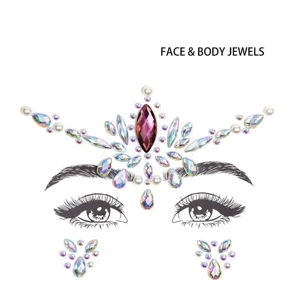 Jewelry Creative 3D Crystal Sticker Glitter Colorful Rhinestones Sticker Fake Tattoo Beauty Temporary Tattoo Sticker Eyebrow