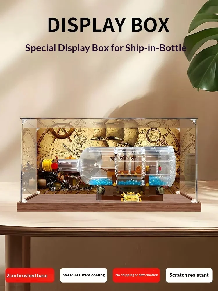 Suitable for LEGO Ship in a Bottle 92177 acrylic transparent storage box display box model dust cover