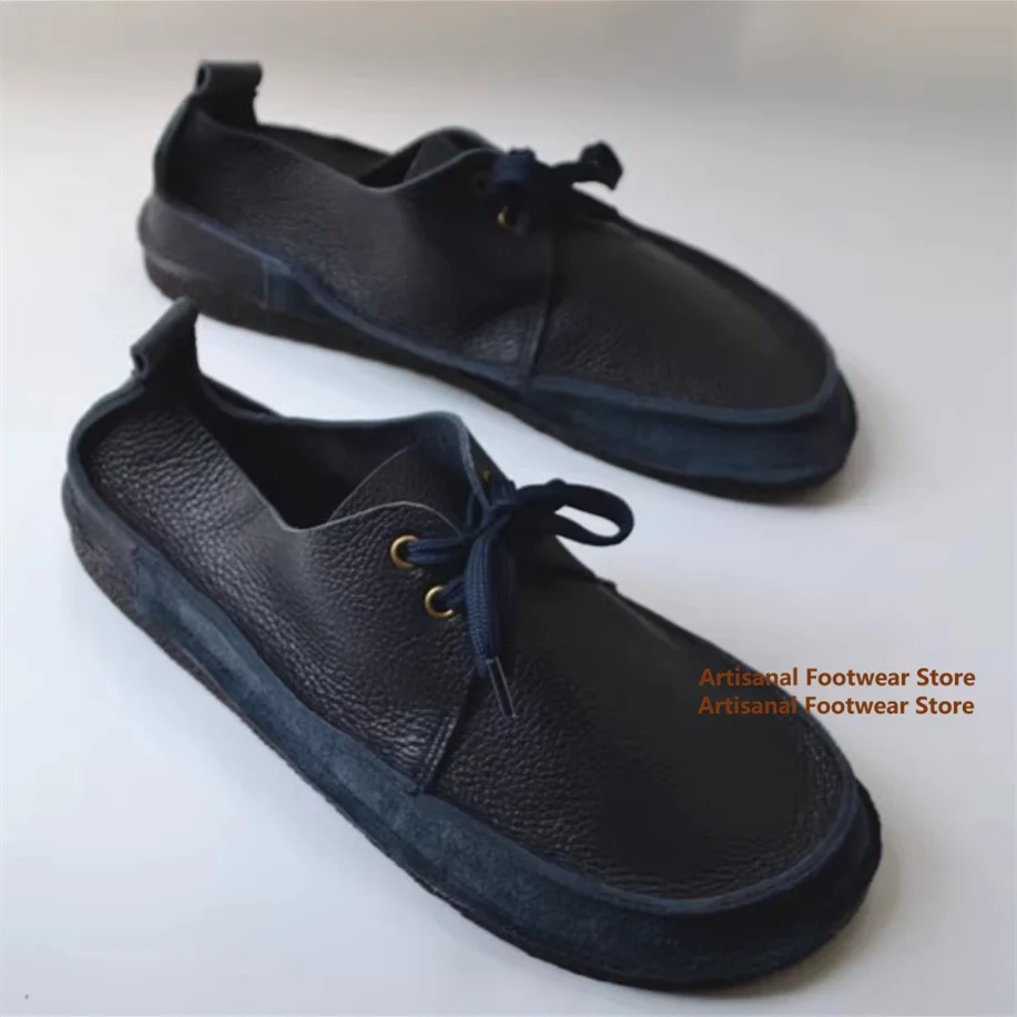 

Cowhide Soft Leather Retro Single Shoes Blue/brown Leather Casual Shoes Outdoor Men's Soft and Lightweight Men's Shoes
