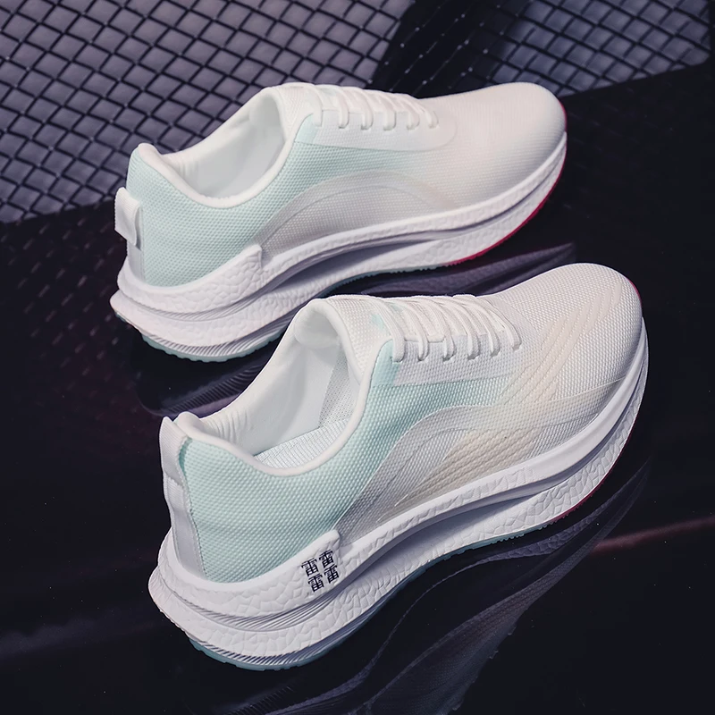 WomenLightCyanGradientMeshMarathonRunningSneakersSoft Popcorn Foam Shock Cushion Lightweight Breathable Racing Athletic Trainers