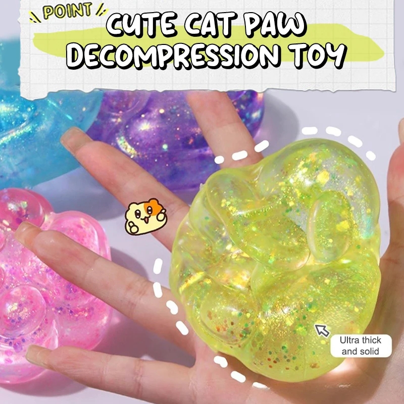 1pc Cute Cartoon Cat Paw Squishy Toy Soft Mochi Squeeze Toy Slow Rebound Stress Relief Toys Stress Release Hand Relax Gifts