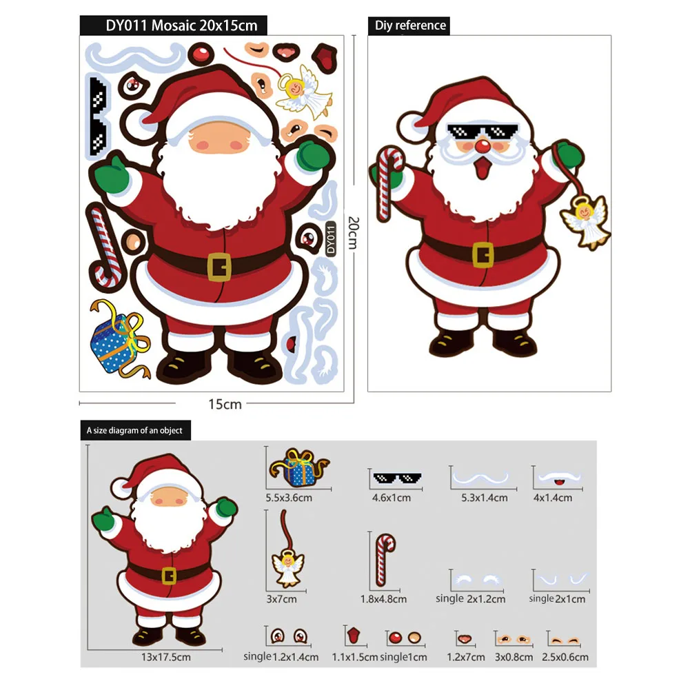 عيد الميلاد ملصقات زجاجية ذاتية الصنع 15*20 سنتيمتر للأطفال الكرتون مناسبة للالتصاق على الأماكن الناعمة مثل Windo Ws #6