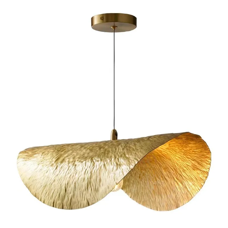 

Lotus leaf chandelier, light luxury designer art all-copper chandelier