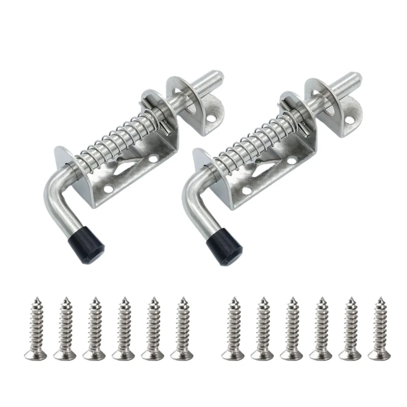 1/2pcs Sliding Barrels Bolt Lock Stainless Steel Spring Loaded Latches Pin Thick Door Lock for Door Tailgates Trailers