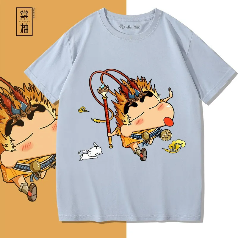 

Japanese Sle Loose Fit Cotton ort Sve T-irt Collaborative Design with Crayon inchan And Monkey King Summer New Arr...