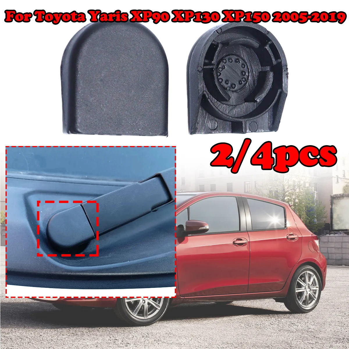 2/4pc For Toyota Yaris P90 XP130 XP150 2005 2006-2019 Front Windshield Washer Wiper Arm Nut Cover Head Cap Bolt Lids Windscreen