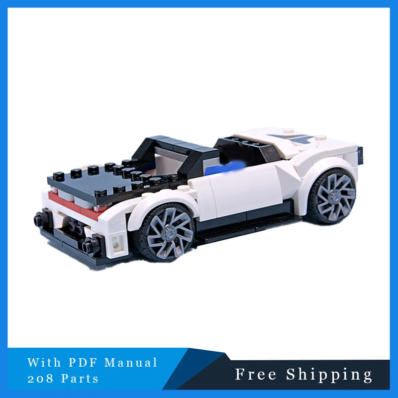 

208 PCS Creative Cool White Speed Sports Car Technology Modular MOC Supercar Building Block Model Children Puzzle Assembly Gift