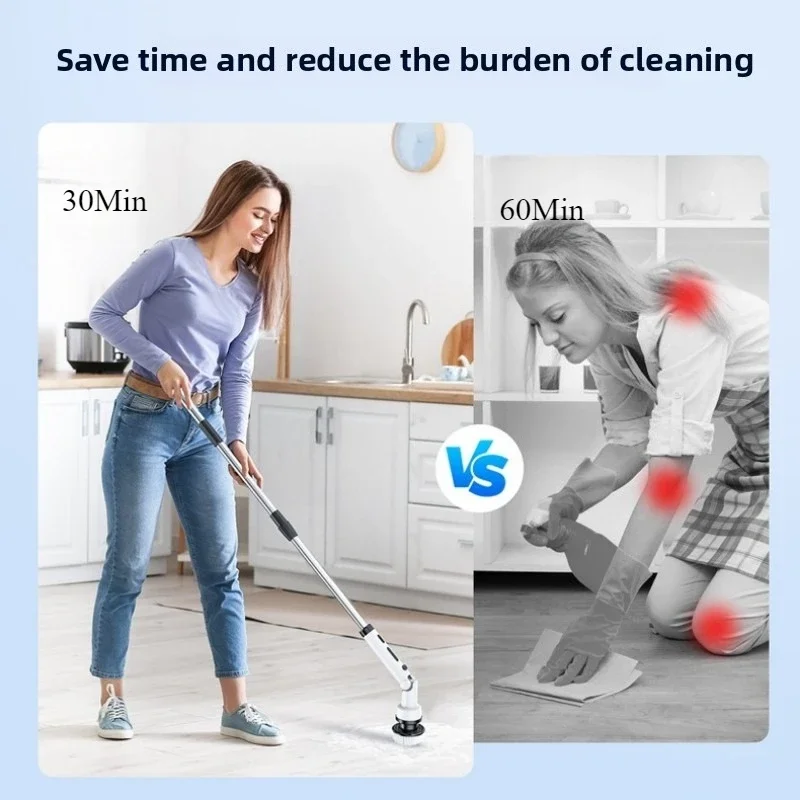 فرشاة دوارة بزاوية قابلة للتعديل 6 في 1 لتنظيف المطبخ ونافذة المرحاض والحمام وتنظيف الدوران الكهربائي المحمول